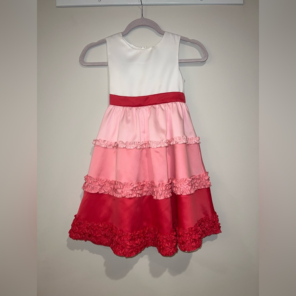 Girls Pink Shaded Ruffle Dress